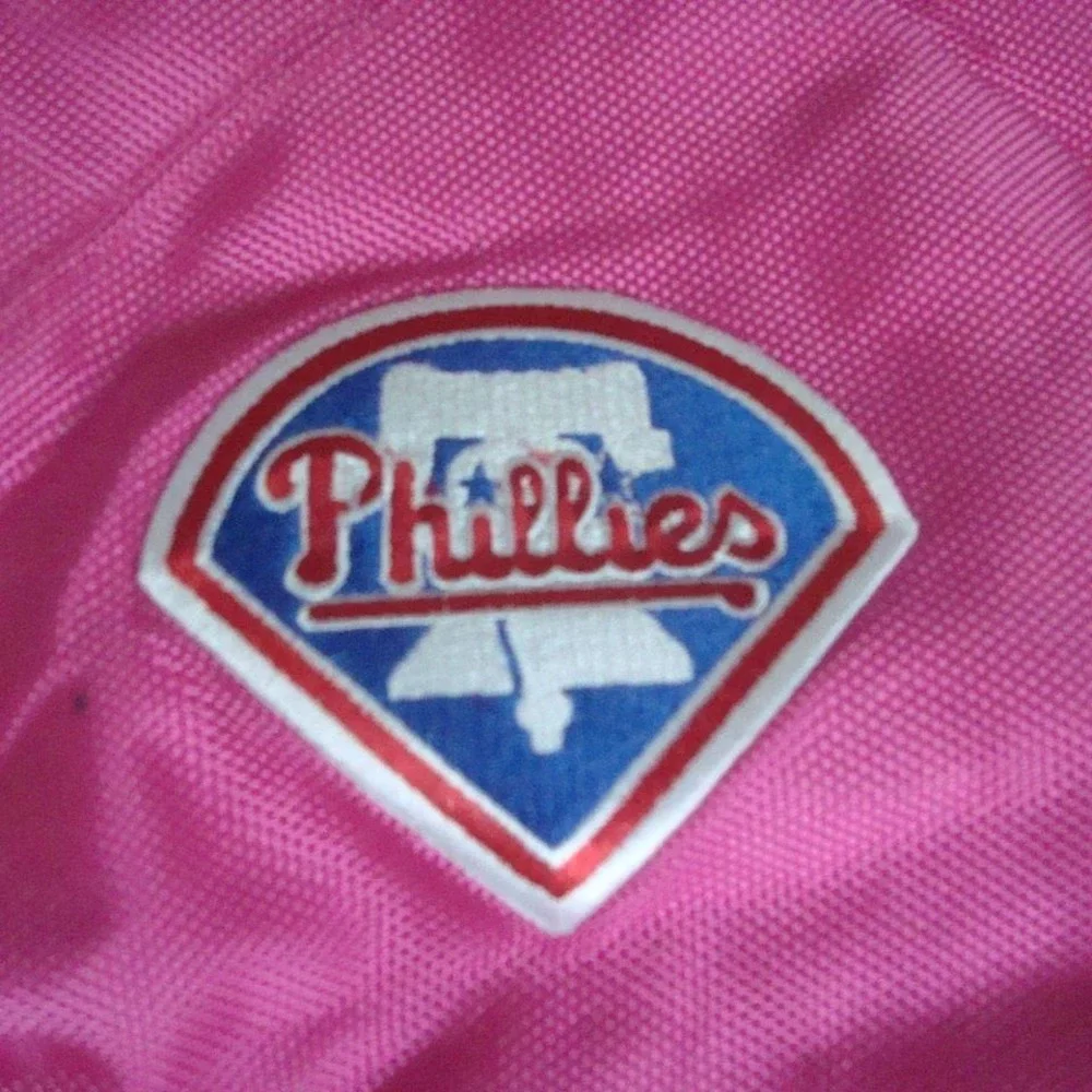 PHILLIES PINK 12X18 BAG PURSE VINTAGE‎ ZIPPER L4
